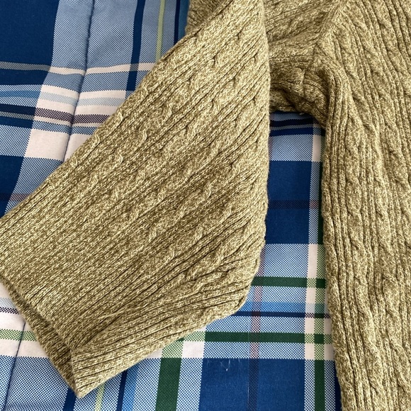 Karen Scott petite warm olive knit v-neck sweater - Picture 7 of 17